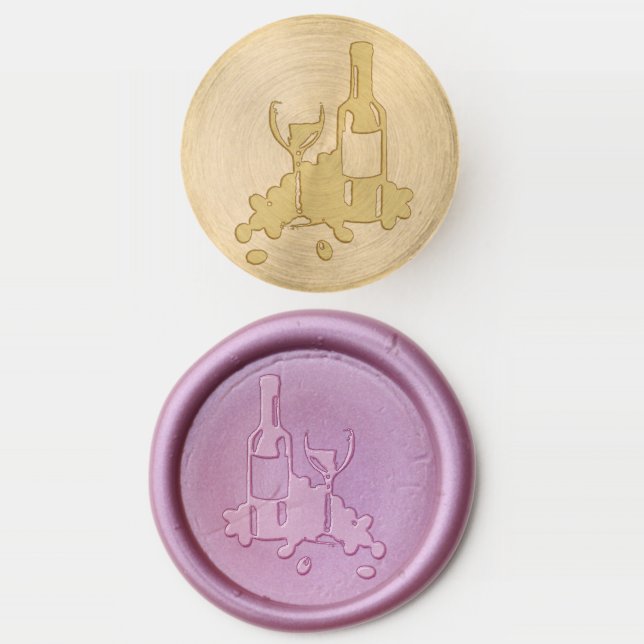 Winery Glass Bottle Grapes Wine Tasting Vineyard Wax Seal Stamp (Stamped)
