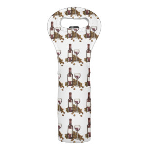 Winery Glass Bottle Red Wine Bar Gift Print Tote Wine Bag