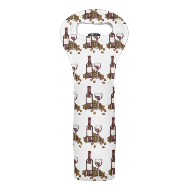 Winery Glass Bottle Red Wine Bar Gift Print Tote Wine Bag (Back)