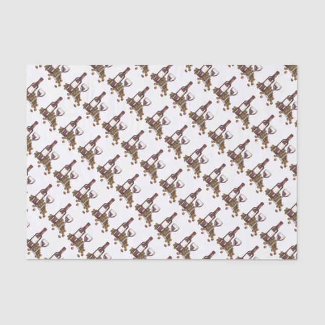 Winery Glass Bottle Red Wine Bar Print Pattern Tissue Paper (Front)