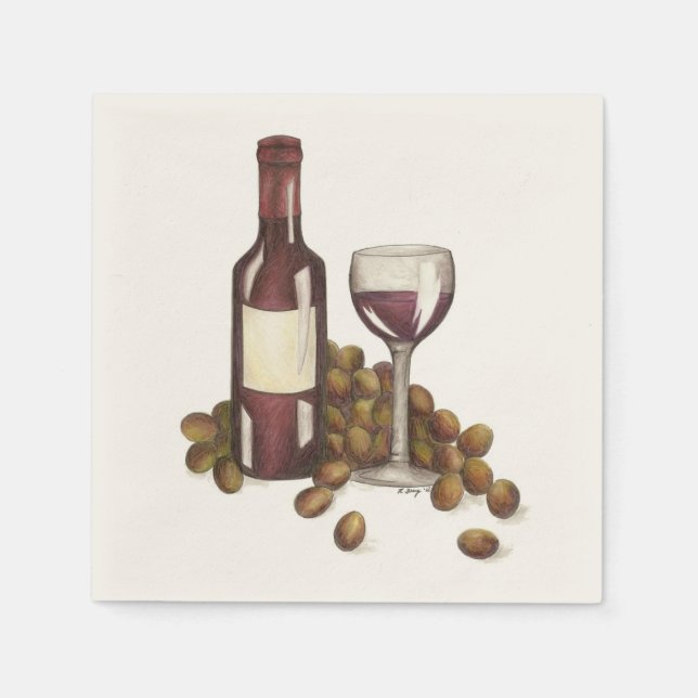 Winery Glass Bottle Red Wine Bar Winery Napkins (Front)