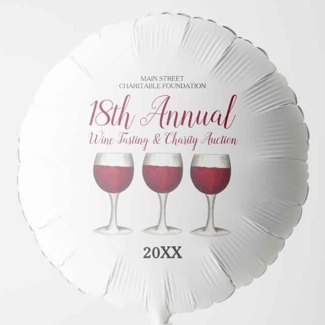 Winery Glass Bottle Red Wine Tasting Vineyard Balloon (Front)