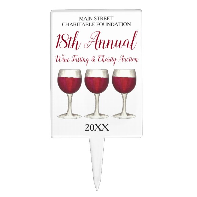 Winery Glass Bottle Red Wine Tasting Vineyard Cake Topper (Front)