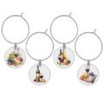  Winery Grapes Cheese Wine Glass Watercolor Wine Charm