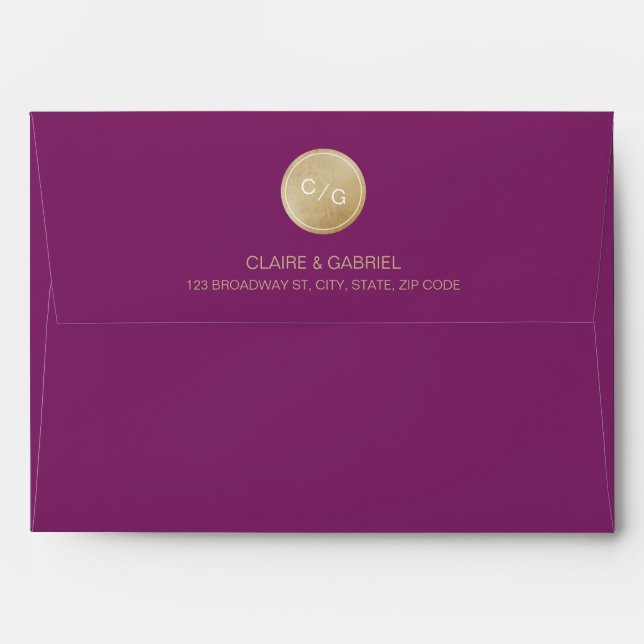 Winery minimalist modern monogram return address envelope (Back (Top Flap))