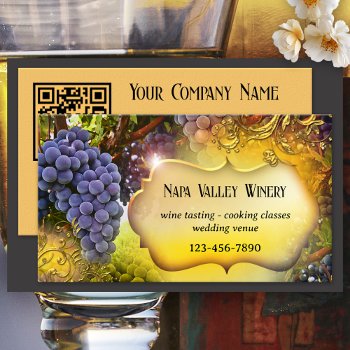 Winery Or Vineyard Qr Code Business Card by sunnysites at Zazzle