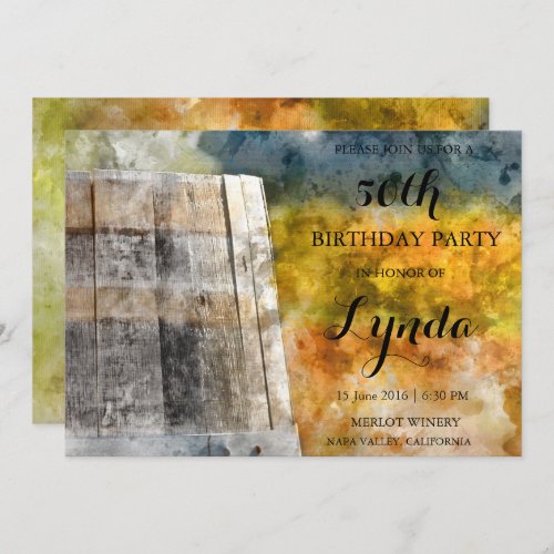 Winery or Vineyard Watercolor Birthday Invitation