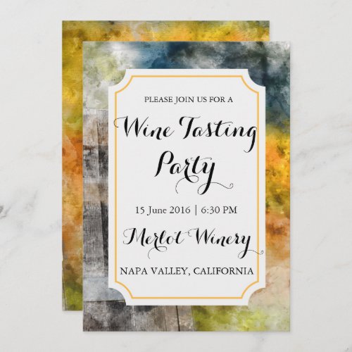 Winery or Vineyard Watercolor Wine Tasting Party Invitation