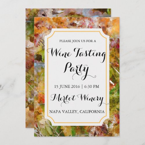 Winery or Vineyard Watercolor Wine Tasting Party Invitation