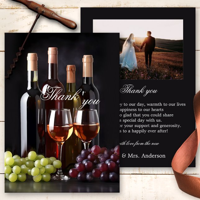 Winery or Vineyard Wine Wedding Photo Thank You Card (Creator Uploaded)
