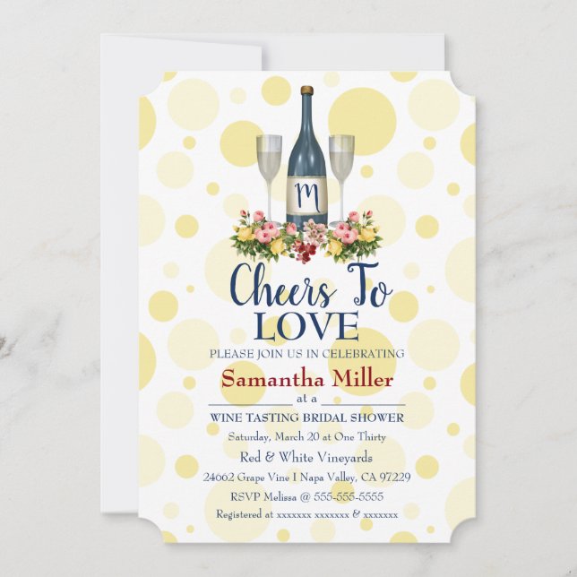 Winery Or Wine Bridal Shower Invitation (Front)