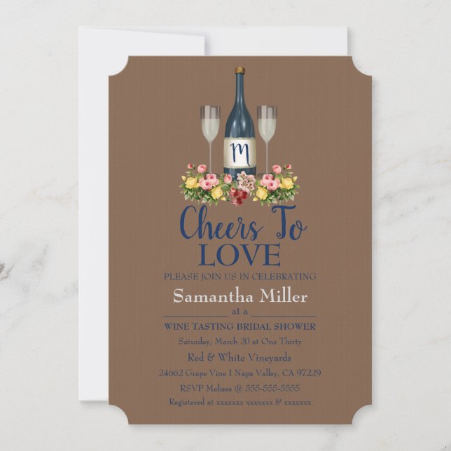 Winery Or Wine Bridal Shower Invitation (Front)