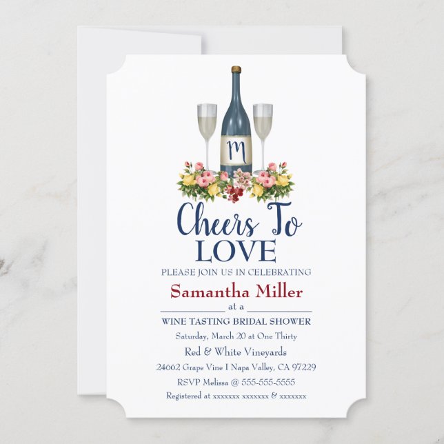 Winery Or Wine Bridal Shower Invitation (Front)