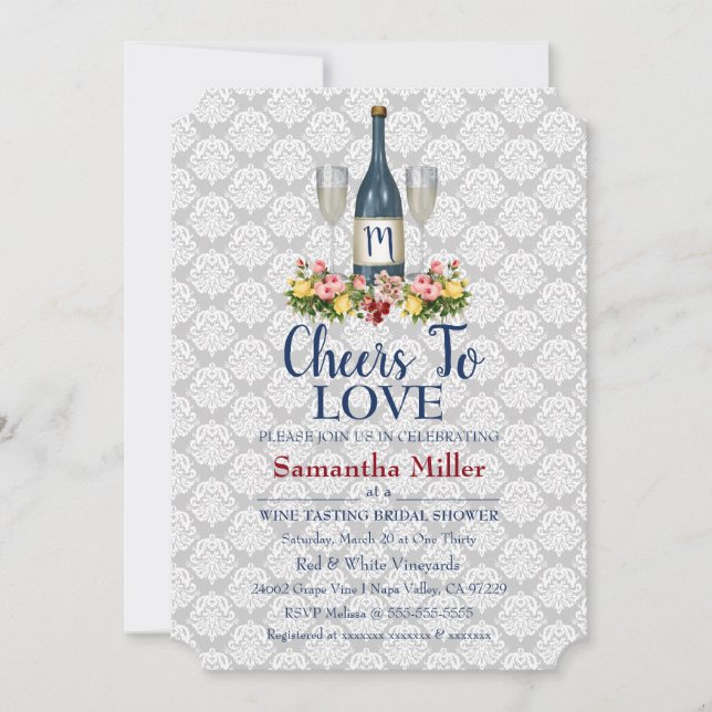 Winery Or Wine Bridal Shower Invitation (Front)