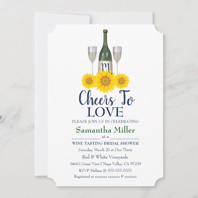 Winery Or Wine Bridal Shower Invitation (Front)