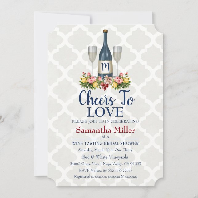 Winery Or Wine Bridal Shower Invitation (Front)
