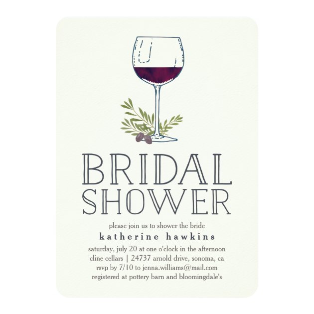 Winery Or Wine Tasting Bridal Shower Invitation