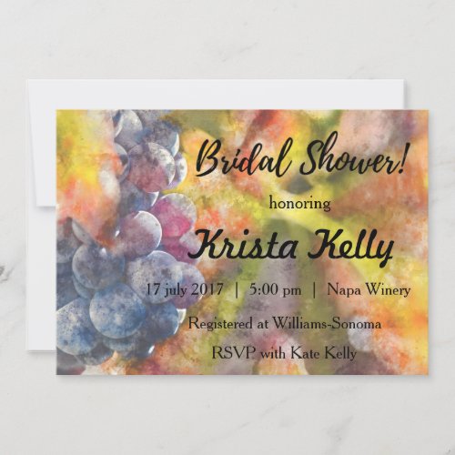 Winery or Wine Tasting Bridal Shower Invitation