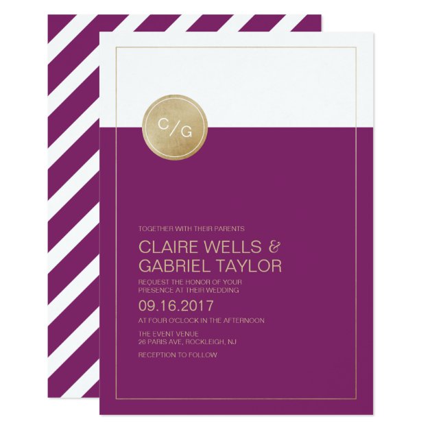 Winery Purple Minimalist Modern Wedding Invitation