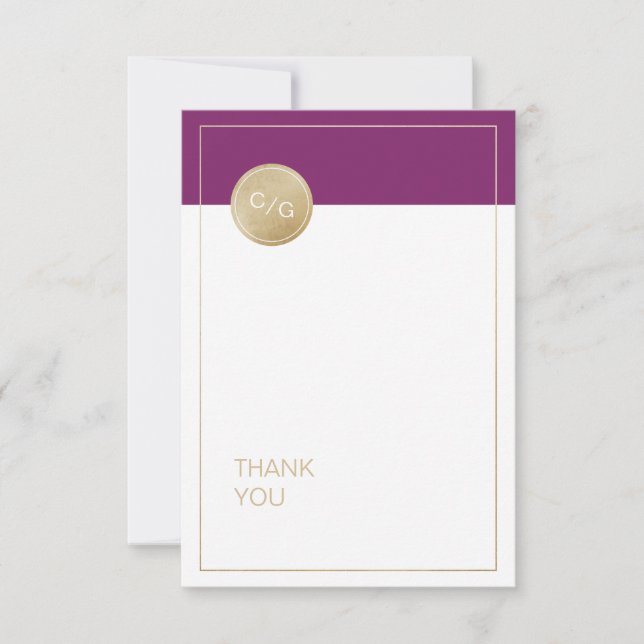Winery purple minimalist modern wedding thank you (Front)