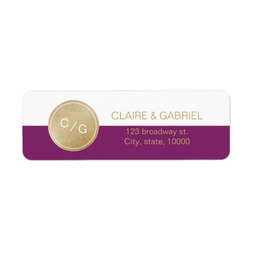 Winery purple modern wedding return address label