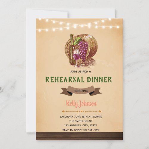 Winery rehearsal dinner invitation