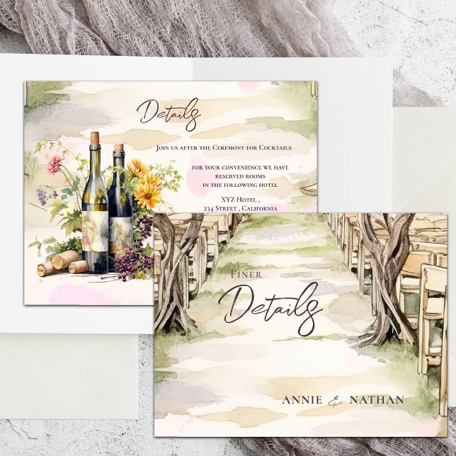 Winery Rustic Chic Grapevine Wedding Details Postcard (Winery Rustic Chic Grapevine Wedding Details Enclosure Postcard)