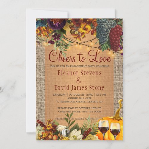 Winery rustic country floral engagement party invitation