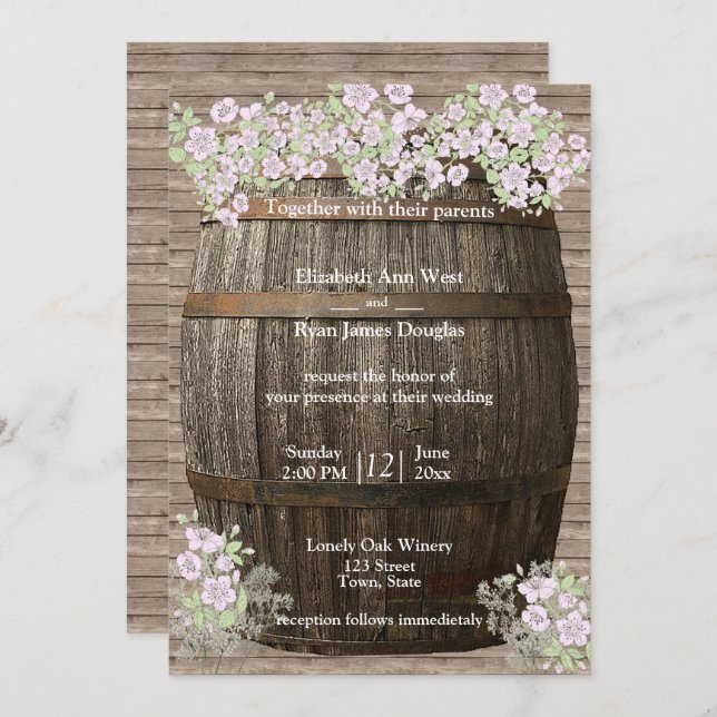 Winery, Rustic Wood, Country, Wedding Invitation (Front/Back)