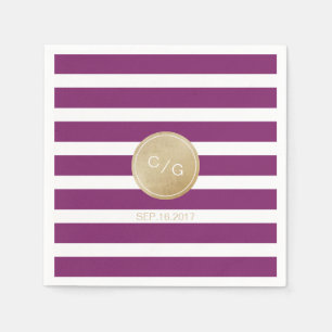 Winery stripes simple modern wedding monogram paper napkins