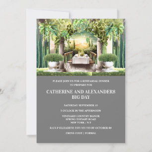 Winery summer night dining vineyard string lights invitation