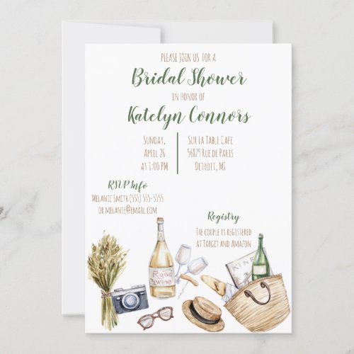 Winery Themed Bridal Shower Invitation