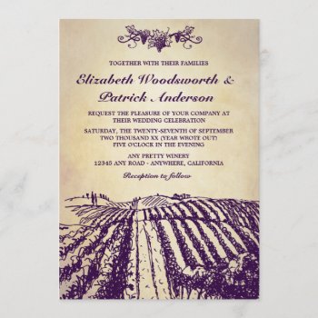 Winery Tuscan Vintage Vineyard Wedding Invitations by natureprints at Zazzle