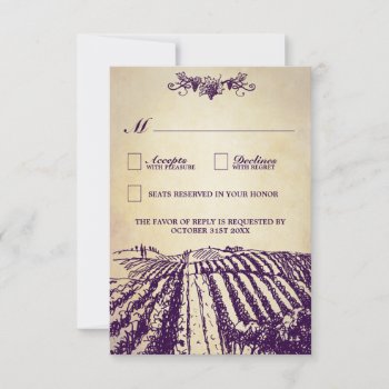 Winery Tuscan Vintage Vineyard Wedding Rsvp Cards by natureprints at Zazzle