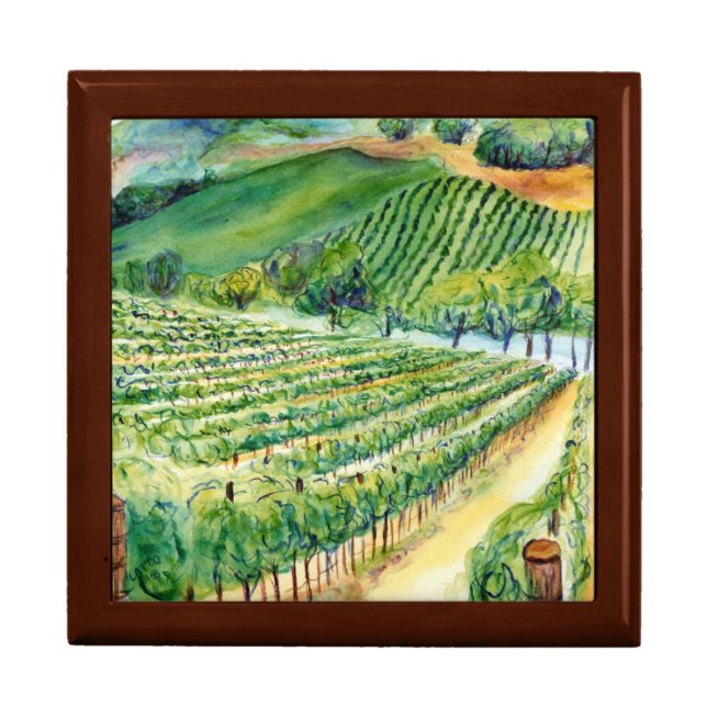 Winery Vineyard Art Jewelry Gift Box Keepsake (Front)