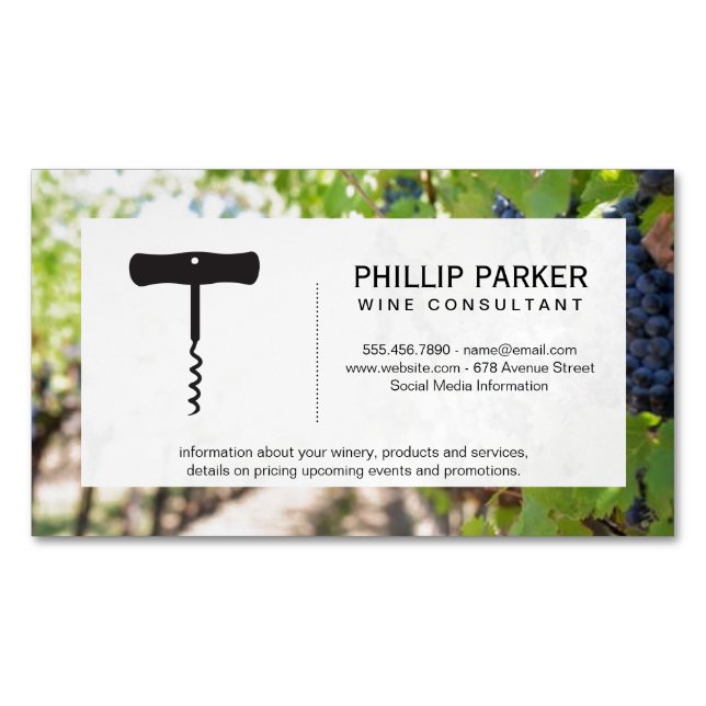 Winery Vineyard Business Card Magnet (Front)