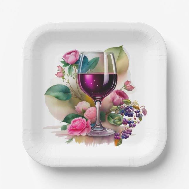  Winery Vineyard  Grapevine  Paper Plates (Front)