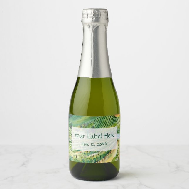 Winery Vineyard Painting Custom Wine Label Art (Front)