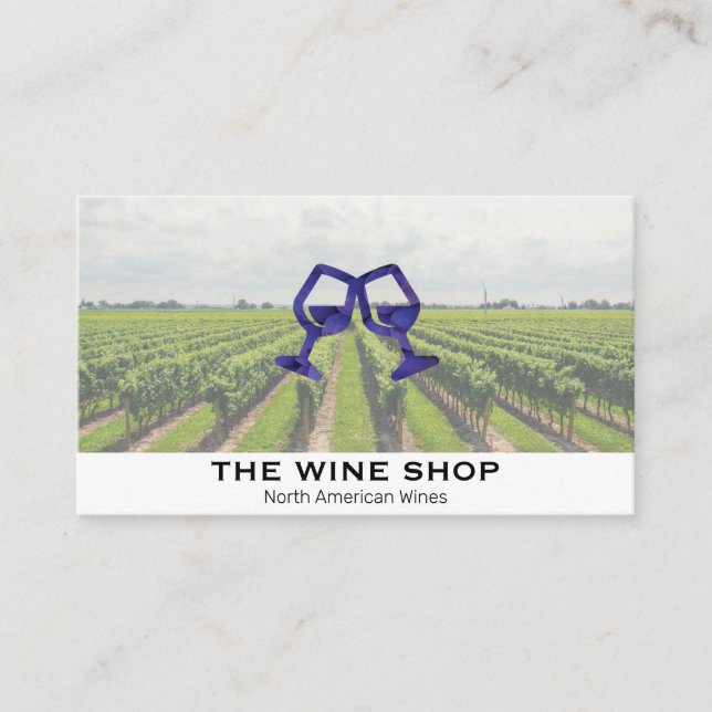 Winery Vineyard | Toast Glasses Grapes Business Card (Front)