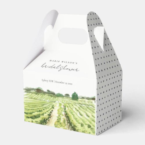 Winery Vineyard Watercolor Green Bridal Shower Favor Boxes