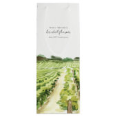 Winery Vineyard Watercolor Green Bridal Shower Wine Gift Bag (Back)