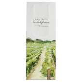 Winery Vineyard Watercolor Green Bridal Shower Wine Gift Bag (Front)