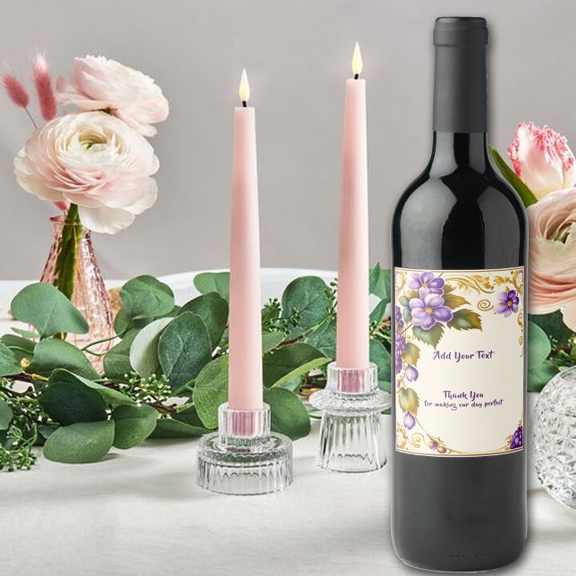 Winery Vineyard Wedding Purple Grapes Flowers Wine Label (Creator Uploaded)