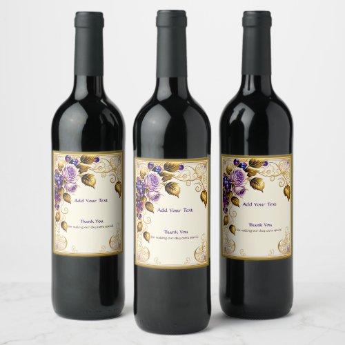 Winery Vineyard Wedding Roses Grape Vines Wine Label