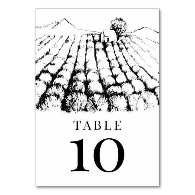 Winery Vineyard Wedding Table Number (Front)