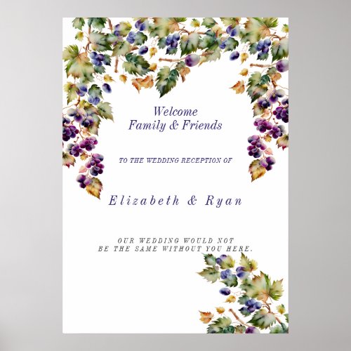 Winery Vineyard Wedding Welcome Poster
