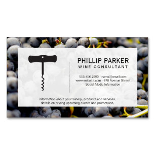 Winery Vineyard Wine Grapes on the Vine Business Card Magnet