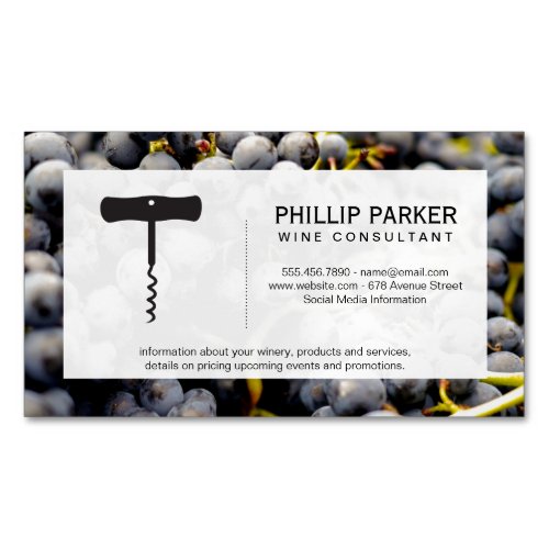 Winery Vineyard  Wine Grapes on the Vine Business Card Magnet