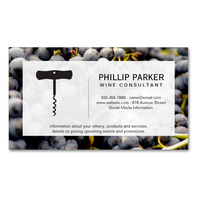 Winery Vineyard | Wine Grapes on the Vine Business Card Magnet (Front)