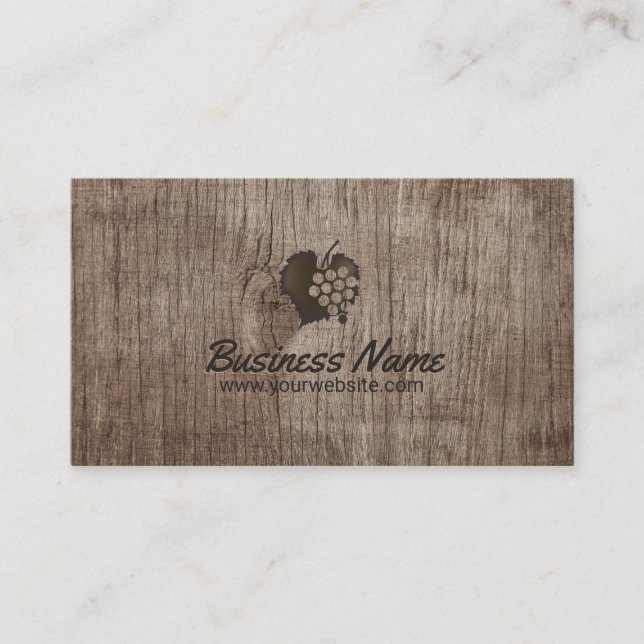 Winery Vineyard Wine Vintage Wood Background Business Card (Front)